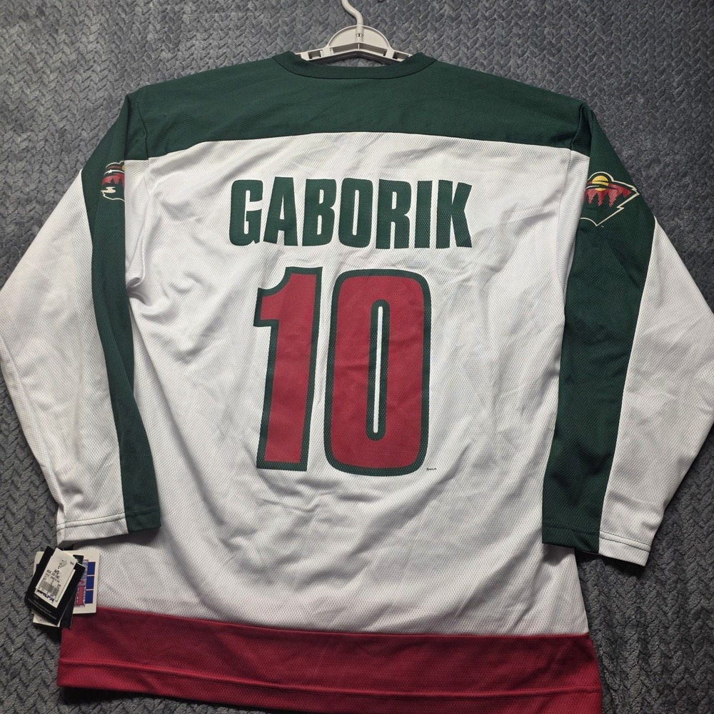 Minnesota Wild Hockey Jersey Marian Gaborik 10 Men's Large White Off‎ The Bench